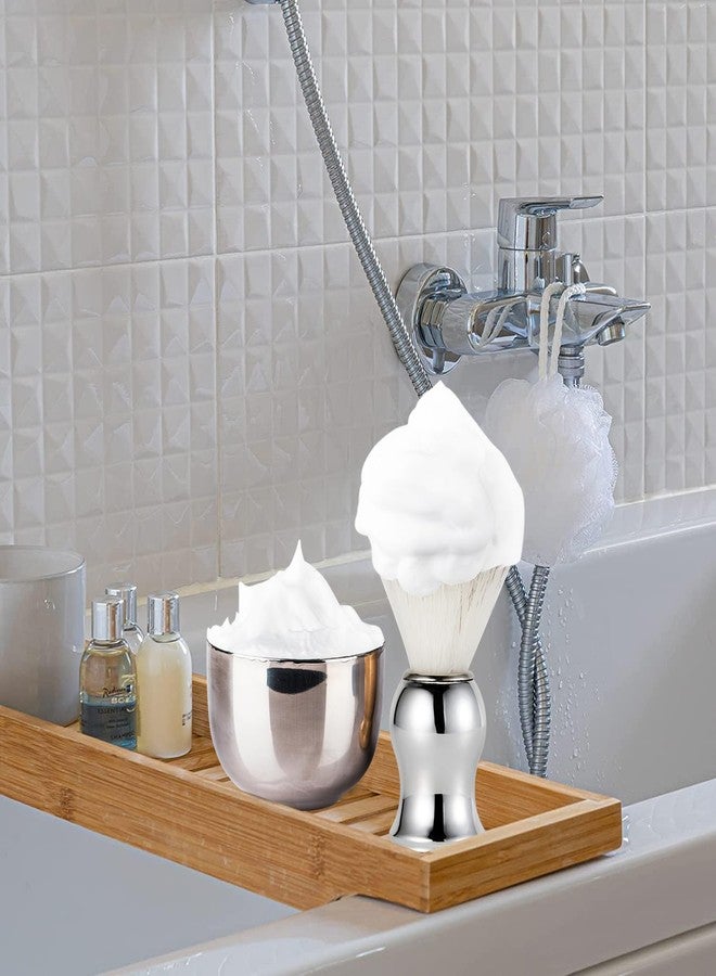 Grandslam Shaving Brush and Bowl Kit for Men, 3 in 1 Shaving Brush Set, Stainless Steel Shaving Bowl and Stand, Shaving Brush, Shaving Kit for Men, Silver - Image 2